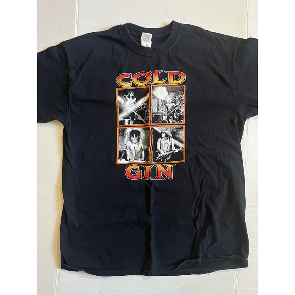 Cold Gin Band Shirt Mens Large Black Rock Music Graphic Tee Gildan KISS Cotton - Picture 2 of 6